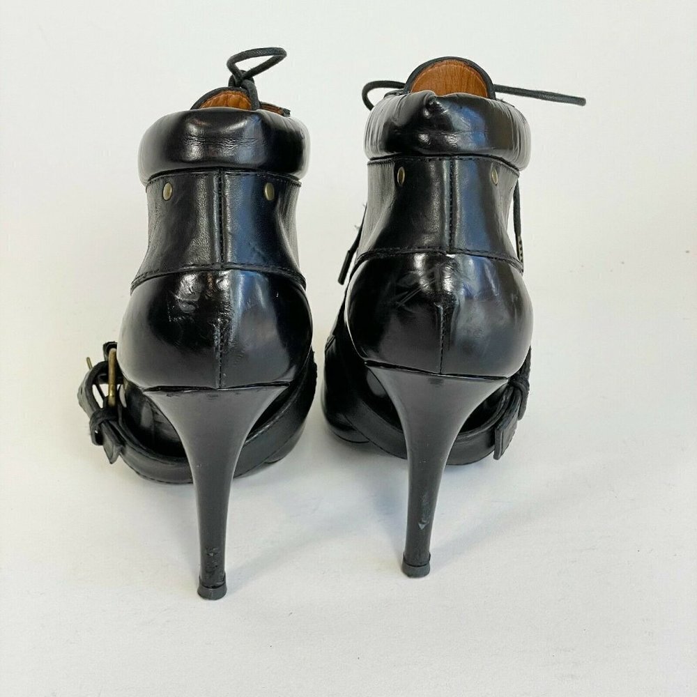 Givenchy Womens Buckle Lace Up Ankle‎ Bootie Heels Black Sz 36.5 Leather Pointed - Picture 4 of 9